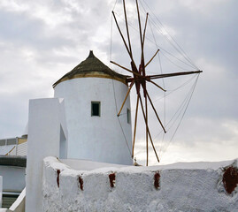 A windmill in Oia of Santorini