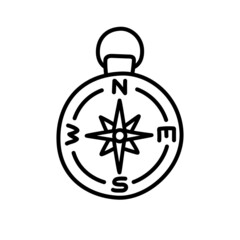 Obraz premium Compass. Pirate item sketch. Doodle hand drawn illustration. Vector line icon