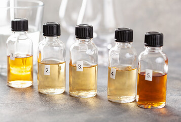 tasting whisky bottles and glasses or spirit brandy cognac. tasting at home