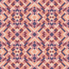 Mosaic seamless texture. Abstract pattern. Vector geometric background of triangles in peach and red colors