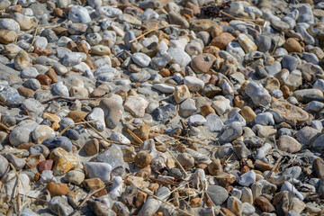 Close up of pebbles on a beach