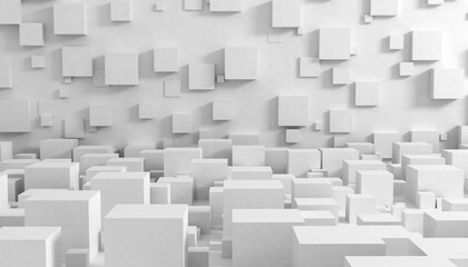 Abstract 3d render background made of white cubes