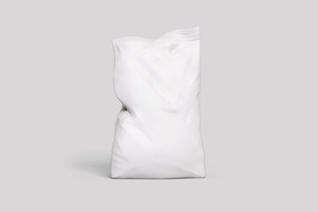 Empty blank white food packaging mock up isolated on a grey background. 3d rendering. 