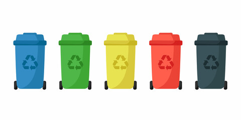 Garbage bins for sorting waste isolated on white background. Vector illustration