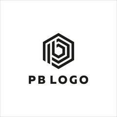 Hexagon Initials PB logo design inspiration