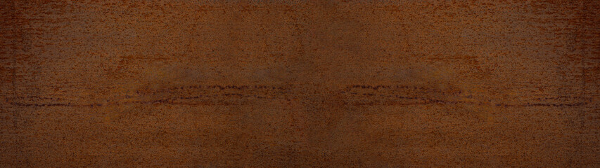 Grunge rusty orange brown metal corten steel stone background texture banner panorama pattern.