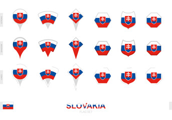 Collection of the Slovakia flag in different shapes and with three different effects.