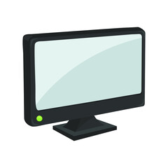 Screen Black Sign Emoji Icon Illustration. Computer Display Vector Symbol Emoticon Design Clip Art Sign Comic Style.