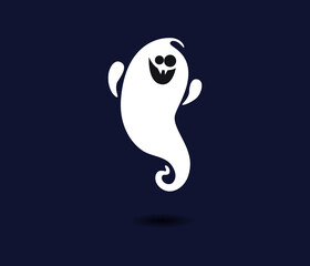 Cute ghost icon isolated on dark background. Halloween symbol. Spooky logo. Vector illustration EPS10