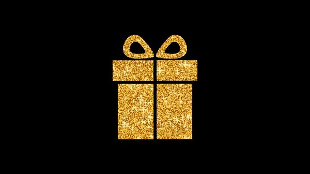 Gift box - golden glittering icon. PNG codec with alpha channel - transparent background.