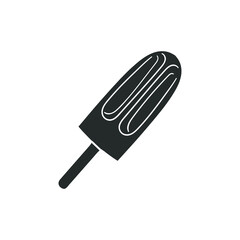 Ice Crean Icon Silhouette Illustration. Lolly Freeze Vector Graphic Pictogram Symbol Clip Art. Doodle Sketch Black Sign.