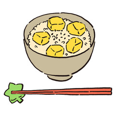 栗がゴロゴロ入った栗ごはんとお箸
