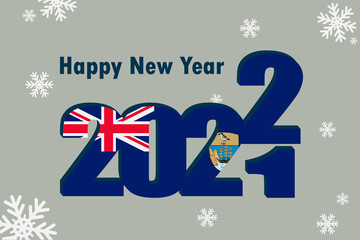 New Year's card 2022. In the photo: an element of the flag of St. Helena. Festive inscription and snowflakes. It can be used as an advertising poster, postcard, leaflet.