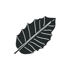 Leaf Icon Silhouette Illustration. Foliage Floral Vector Graphic Pictogram Symbol Clip Art. Doodle Sketch Black Sign.