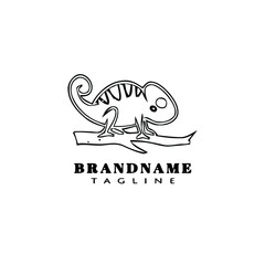 chameleon logo cartoon design template icon black isolated vector illustration