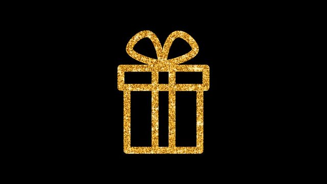 Gift box - golden glittering icon. PNG codec with alpha channel - transparent background.