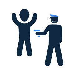 Arrest, police, hands up icon. Simple editable vector illustration.