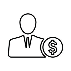 Manager, business man outline icon. Line art vector.