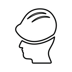 Helmet, industrial, head outline icon. Line art vector.