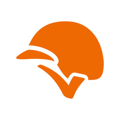 Helmet, protective icon. Orange color vector EPS.