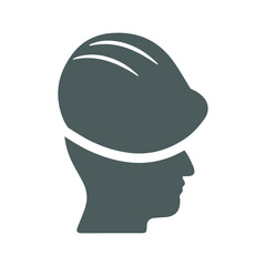 Helmet, industrial, head icon. Gray vector graphics.