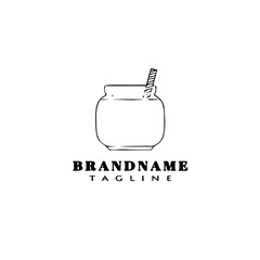 juice jar cartoon logo icon design template black isolated vector