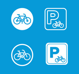 Bike parking vector sign. Signboard. Bicycle symbol.