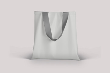 Empty blank cloth bag Mock up isolated on a grey background.3d rendering.