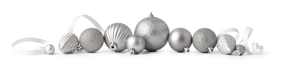 Pile of Christmas baubles isolated on white background