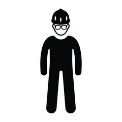 Person, boy icon. Black vector graphics.