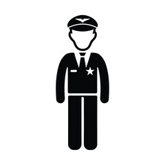 Police, policeman icon. Black vector graphics.