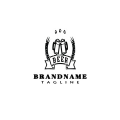 beer logo cartoon icon design template black isolated vector cute