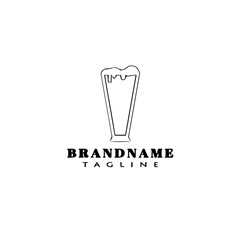 beer glasses cartoon logo icon design template black vector cute