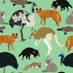 Australian animals seamless pattern.