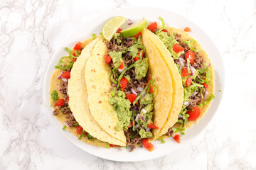 fajita with minced beef and vegetables