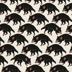 Tasmanian devil seamless pattern.