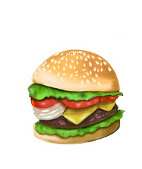 Seamless background with cartoon style hamburgers