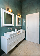 Fototapeta na wymiar Modern bathroom with two vessel sinks