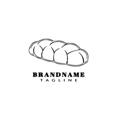 delicious bread cartoon logo icon design template black isolated vector illustration