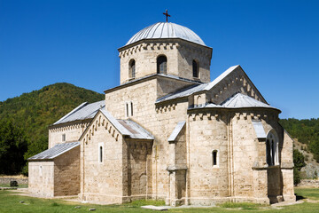 Fototapeta na wymiar The church in the orthodox monastery Gradac in Serbia