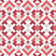 Mosaic seamless texture. Abstract pattern. Vector geometric background of triangles in red and beige colors