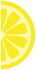 Citrus Lemon half slice SVG vector graphic with yellow skin pith and segments isolated on white.  Suitable for use with digital cutting software.