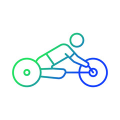 Adaptive road cycling gradient linear vector icon. Road bike racing. Cycling competition. Athlete with disability. Thin line color symbol. Modern style pictogram. Vector isolated outline drawing