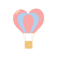 Colorful heart shaped air balloon. Template for Valentine holiday design, birthday party, invitation. 