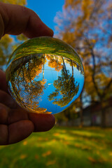 The beauty of autumn seen through the crystal ball
