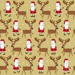 Santa Claus and reindeer seamless pattern for Christmas. Good for textile print, wrappig paper, cover, backround and other decoration.