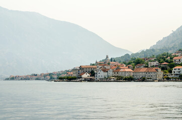 Fototapeta na wymiar Panorama of Prcan in the Bay of Kotor