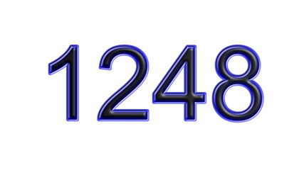 blue 1248 number 3d effect white background
