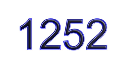 blue 1252 number 3d effect white background