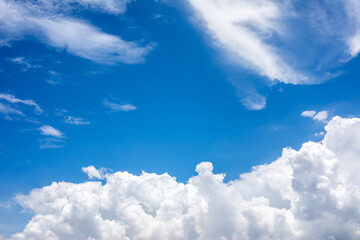 Naklejka na ściany i meble White clouds with blue sky background on daytime.